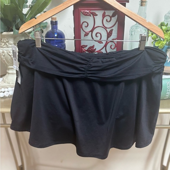 LA BLANCA BLACK TUMMY CONTROL SWIM SKIRT BOTTOM POOL ATHLETIC SKORT SZ 18W NWT - Picture 2 of 10